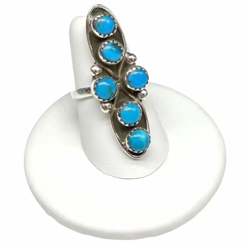 Kingman Turquoise Ring Size 7 Solid 925 Sterling Silver
